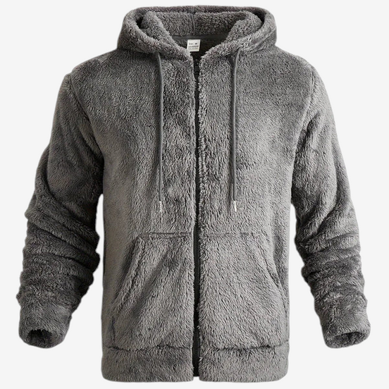 Herrehoodie med fleecefor, hætte og lynlås – Teddovian