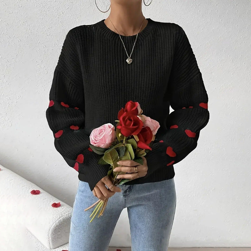 Elunora round neck sweater med broderi