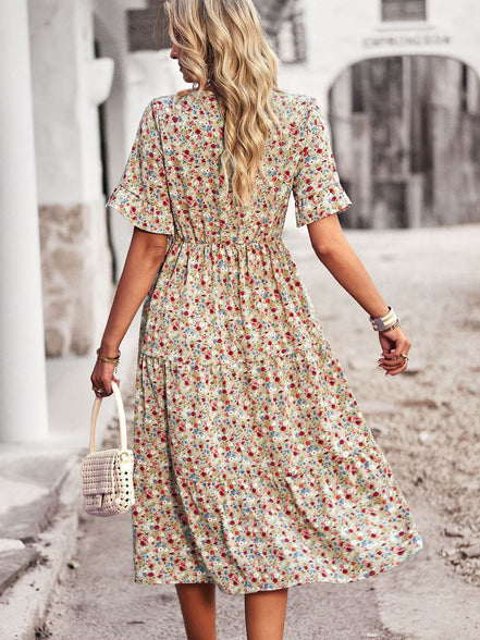 Florayne Let kjole med V-hals og blomsterprint
