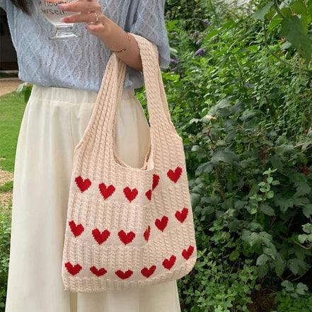 Cardina taske dame – tote taske med broderet hjerte og håndtag