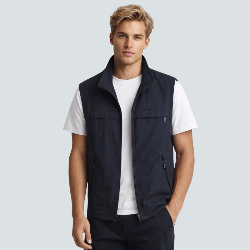 Herre utility vest med lynlås og flere lommer – Travikon