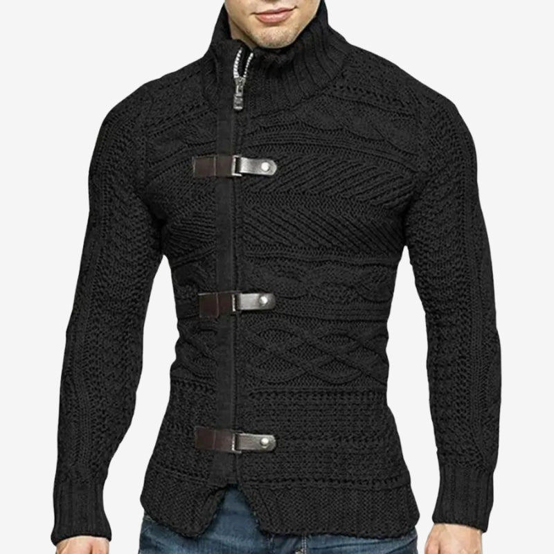 Valtor cardigan med høj hals og lynlåslukning