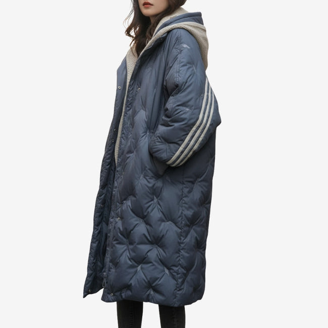 Norvella long coat med hætte og lynlås