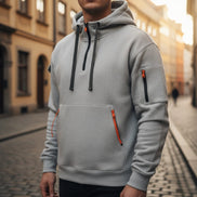 Valnero half zip hoodie med ribkanter
