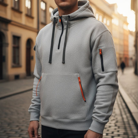 Valnero half zip hoodie med ribkanter
