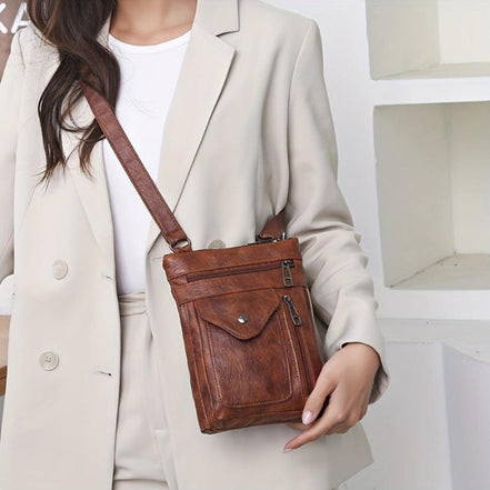Larevia Crossbody Taske med Justerbar Rem og Lynlåslommer