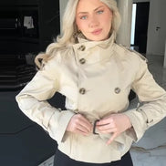 Avelyne long sleeve coat med bindebælte