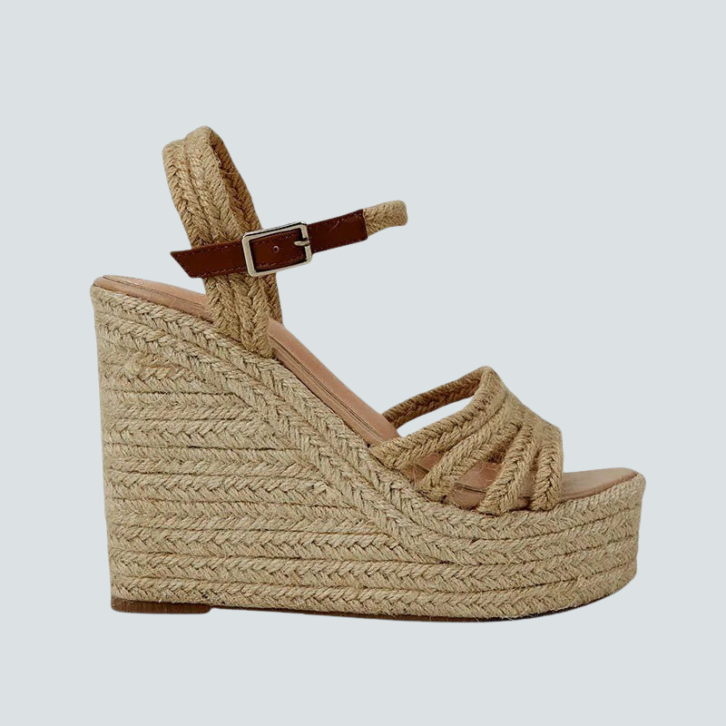 Dames sandaler med kilehæl og ankelrem – Ravélla