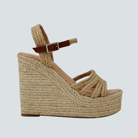 Dames sandaler med kilehæl og ankelrem – Ravélla