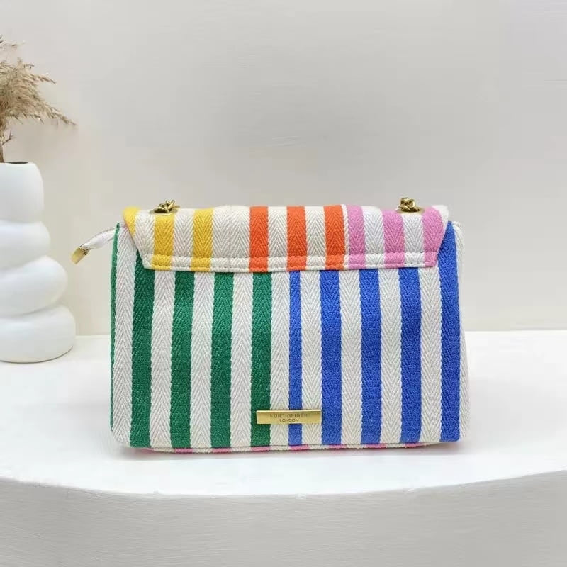 Strivana taske dame – skuldertaske med stribet design og rem