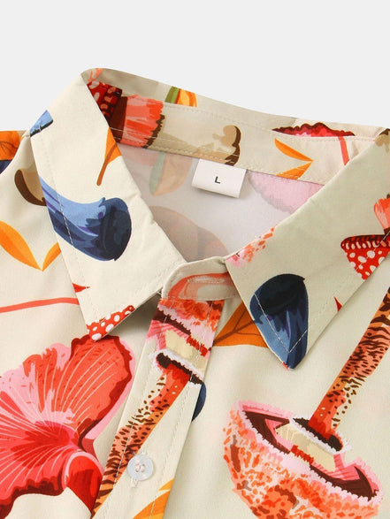 Caviro kortærmet skjorte – print og afslappet pasform