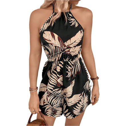 Florelle off-shoulder jumpsuit med halterneck og blomsterprint