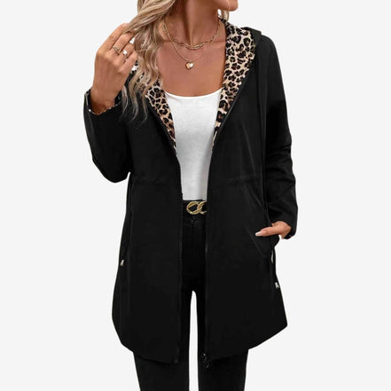 Revania reversible hooded coat med lynlås