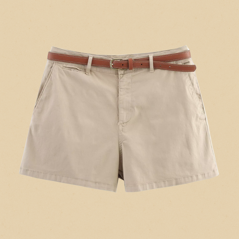 Dames shorts med bælte og læg – Linavera