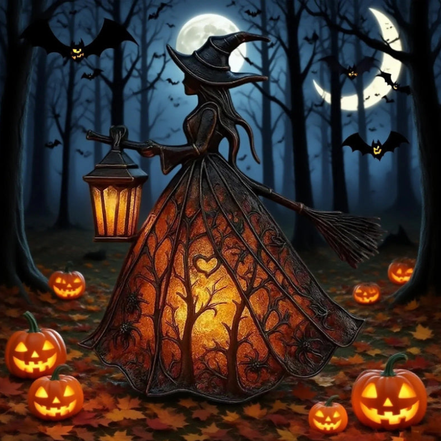 LED tekvicová lampa na Halloween s batériovým osvetlením – Nymora
