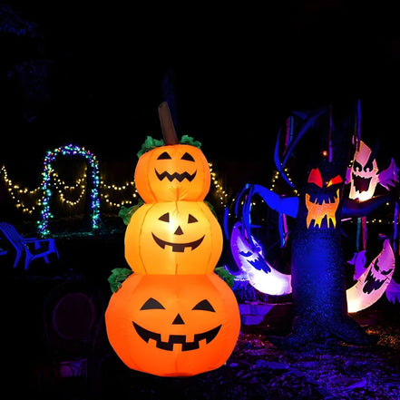 Nafukovacia halloweenska tekvicová dekorácia s LED osvetlením, 120 cm – Pumpvaro