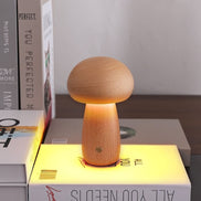 Tervia LED bordlampe i træ – lampe med berøringsstyring og USB-opladning