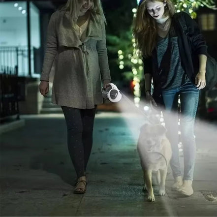 Lunavo Udtrækkelig hundesnor med LED-lys