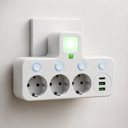 Gniazdko z 3 gniazdami, USB i USB-C – Voltravia