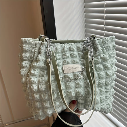 Bellevo Plaid Canvas Tote Bag – Ternet Skuldertaske til Kvinder med Lynlås