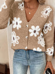 Daisy knit cardigan – blomstermønstret strik med V-udskæring