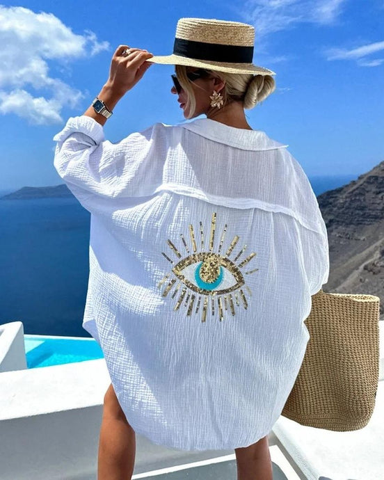 Orlina langærmet skjorte – oversized pasform og rygmotiv