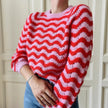 Wavira round neck sweater med bølget strik