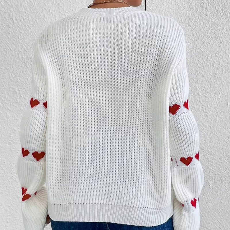 Elunora round neck sweater med broderi