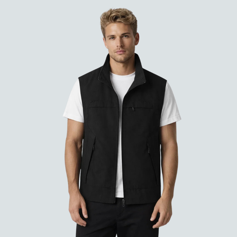 Herre utility vest med lynlås og flere lommer – Travikon