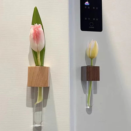 Tubera magnetisk reagensglasvase – vase til metaloverflader i trælook