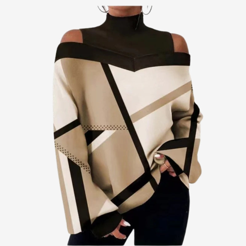 Orivelle off-shoulder sweater med rullekrave