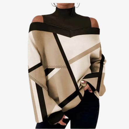 Orivelle off-shoulder sweater med rullekrave