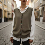 Elviana round neck vest med knapper