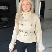 Avelyne long sleeve coat med bindebælte