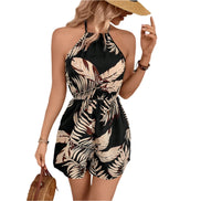 Florelle off-shoulder jumpsuit med halterneck og blomsterprint