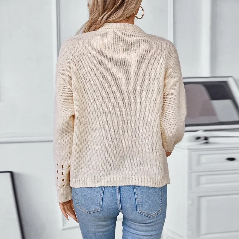 Elvéra langærmet sweater med rund hals og ribkant