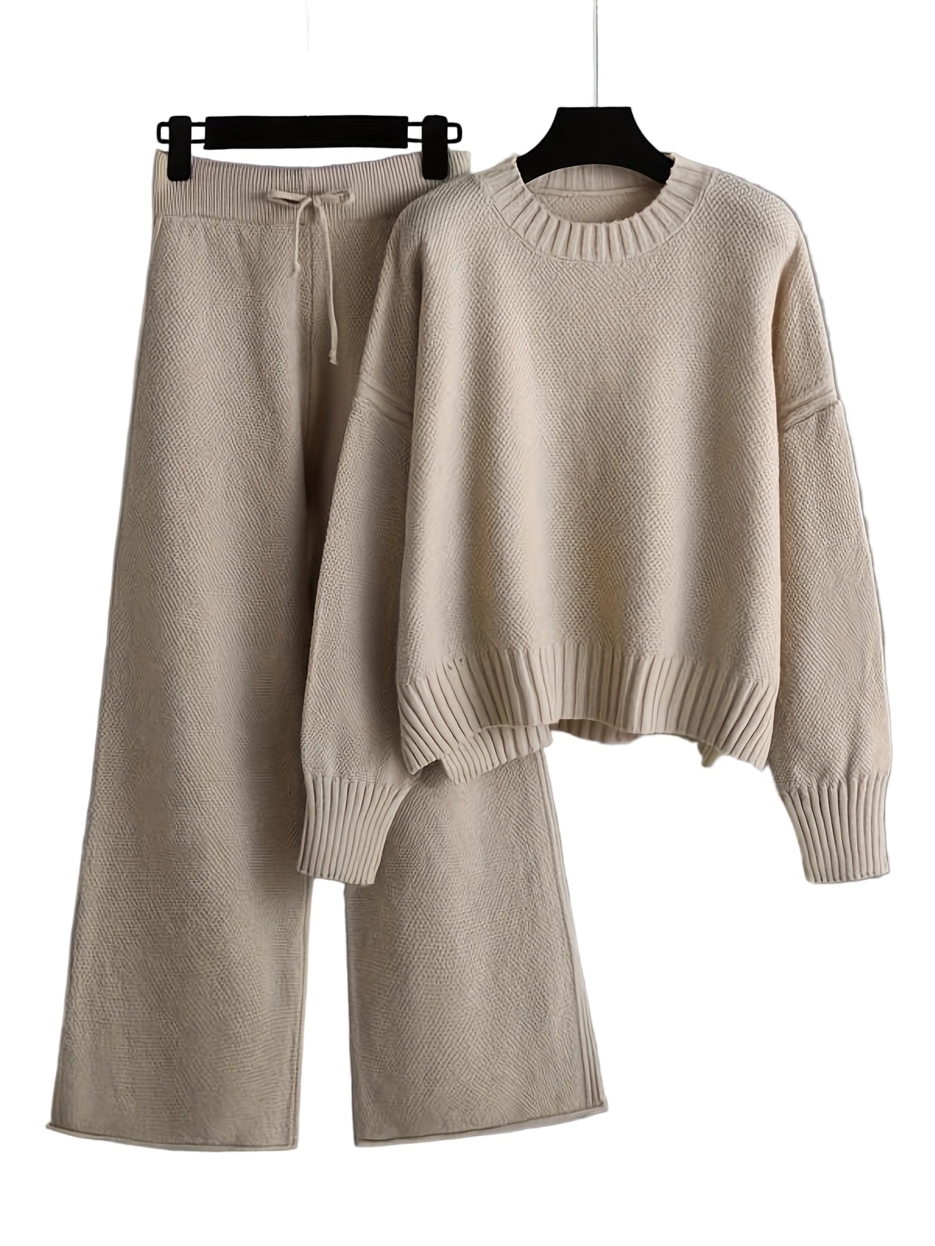 Lunoro To-delt Striksæt – Dame Sweater & Vide Bukser