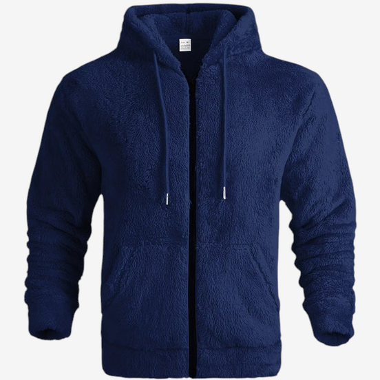 Herrehoodie med fleecefor, hætte og lynlås – Teddovian