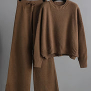 Lunoro To-delt Striksæt – Dame Sweater & Vide Bukser