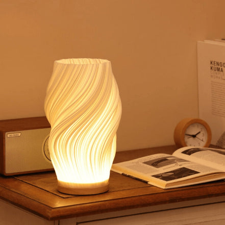 Velora plisseret bordlampe – lampe med lampeskærm og USB-opladningsport