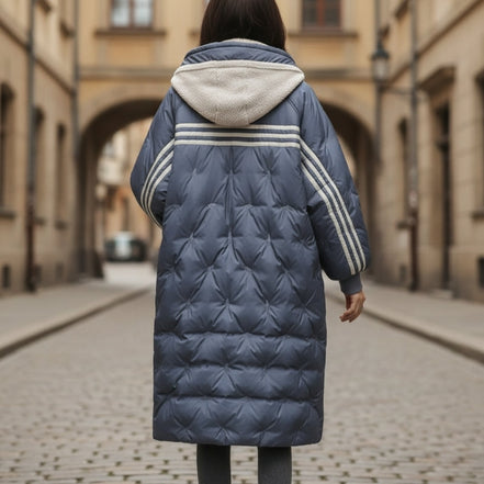 Norvella long coat med hætte og lynlås