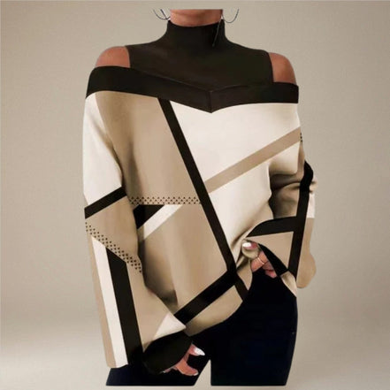 Orivelle off-shoulder sweater med rullekrave
