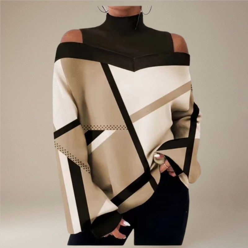 Orivelle off-shoulder sweater med rullekrave