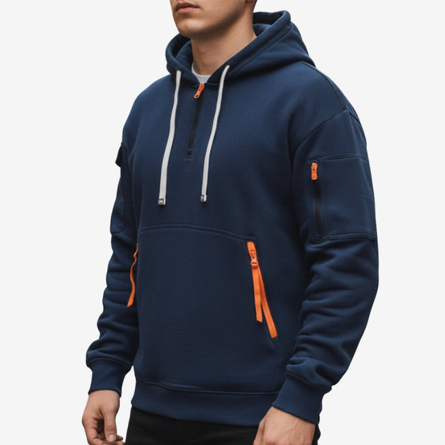 Valnero half zip hoodie med ribkanter