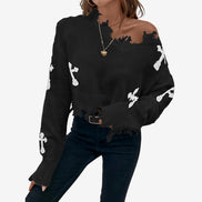 Sorina sweater med print og kvastdetaljer