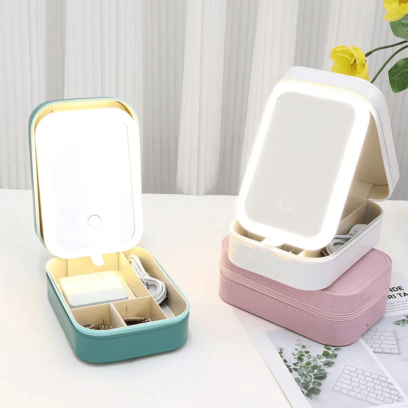 Lumivelle makeup organizer – makeup boks med LED spejl og rumopdeling