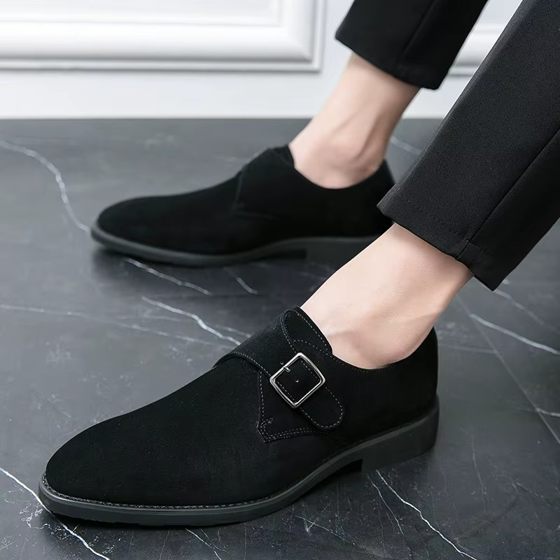 Herresko med spids tå og monk strap – formelle sko med skridsikker sål – Veltrano