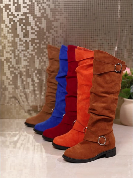 Norellia Knit High Boots – knæhøje slip-on støvler med tekstiloverdel og platformhæl