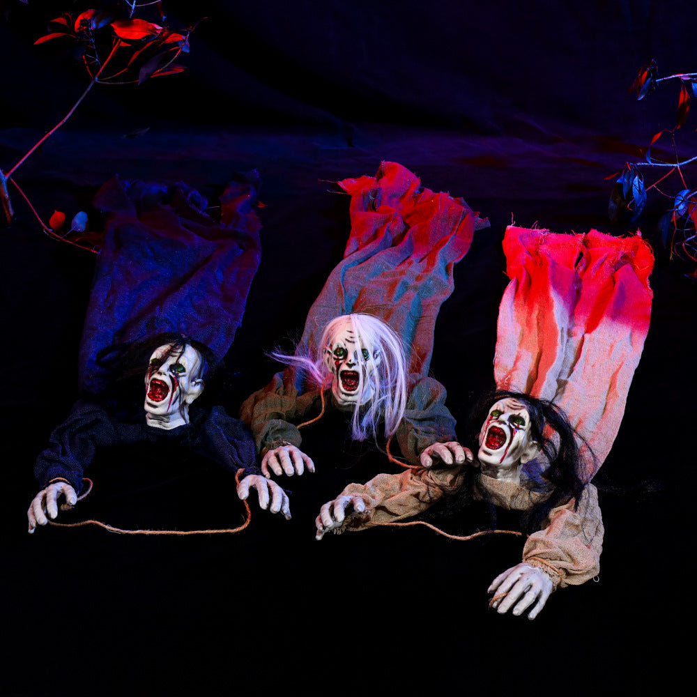 Závesný halloweensky duch s dlhými vlasmi na dekoráciu – Morvella