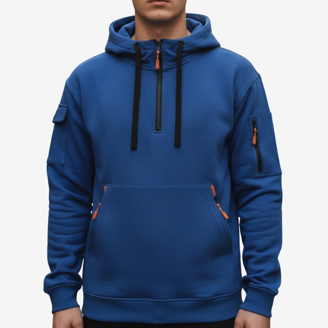 Valnero half zip hoodie med ribkanter